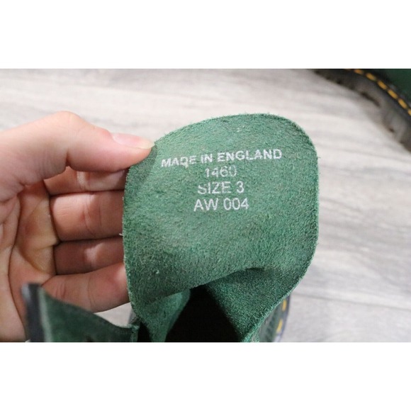 Vintage Dr DOC MARTEN Combat Boots England MIE Green Leather UK 3 US 5 - Picture 11 of 11